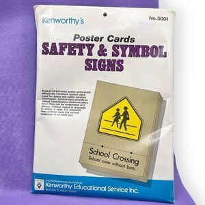 Vintage 1980 Kenworthy’s Safety & Symbol Educational  8.5x 11” Poster Cards
